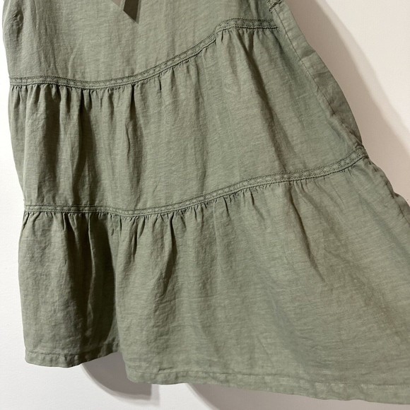 Lucky Brand Dress V-Neck sleeveless Tiered 100% Linen Size 1X Crochet Trim NWT - Picture 4 of 8